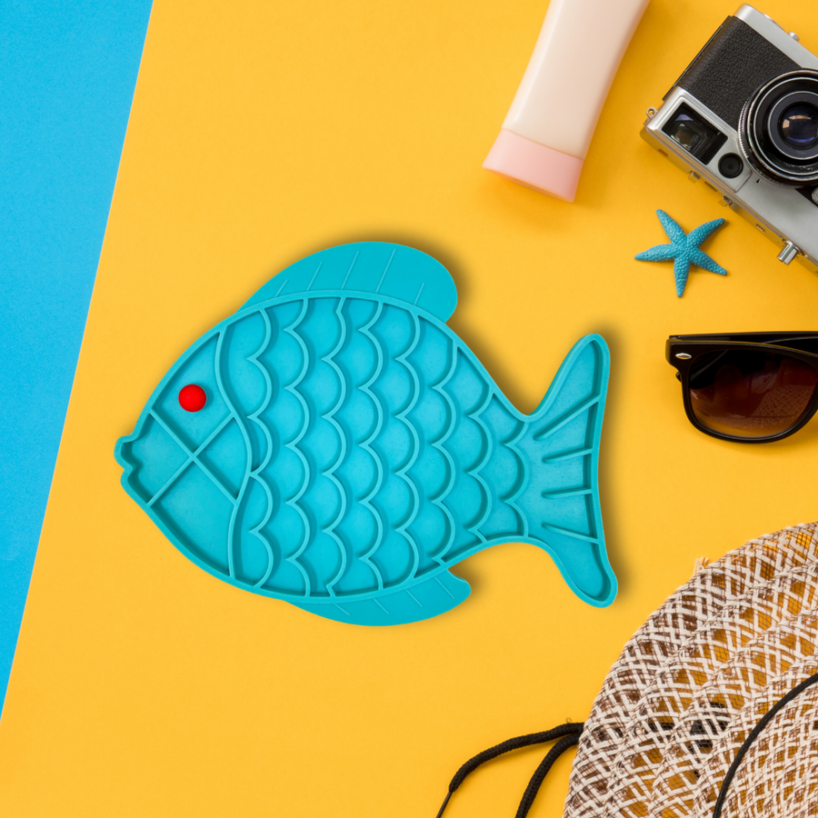 Tapis de Léchage Poisson Bleu