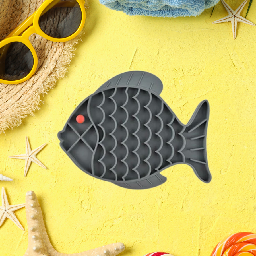 Tapis de Léchage Poisson Gris