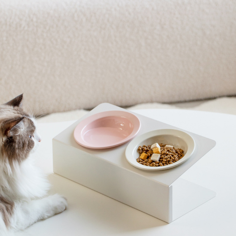 Gamelle Double Surélevée Blanche