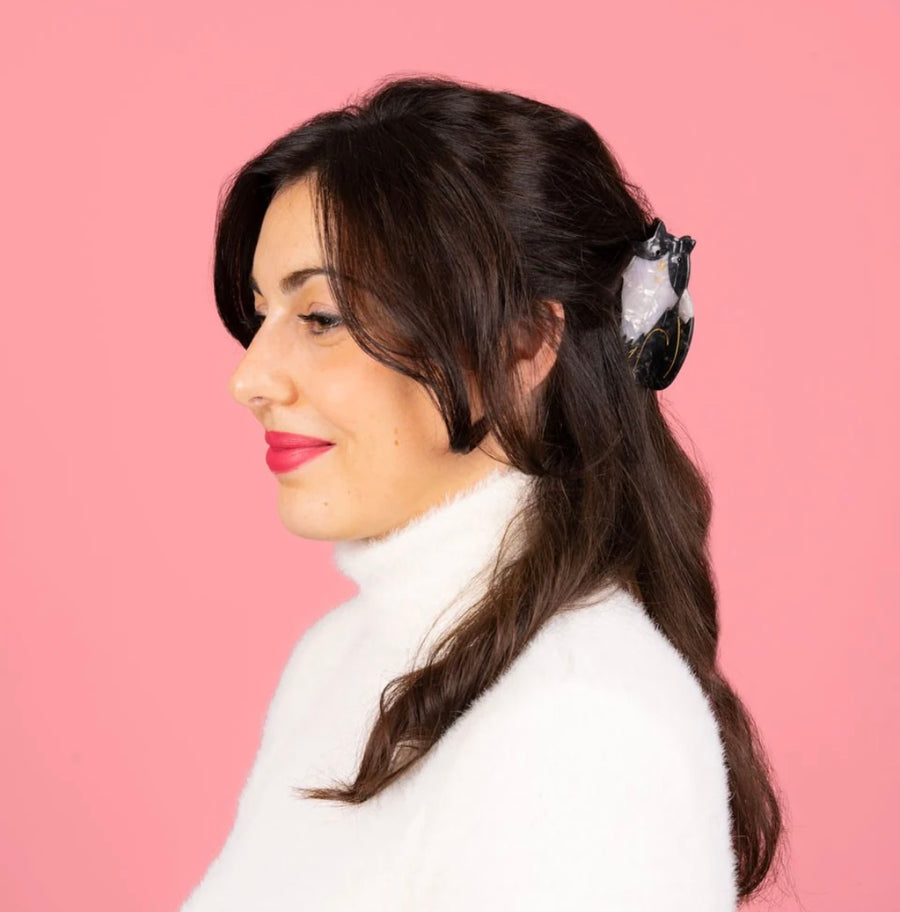 Pince à cheveux Chat Noir et Blanc