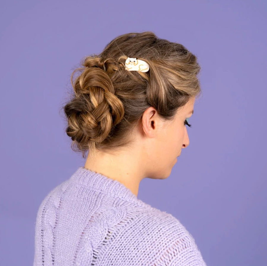 Barrette Chat Exotic Shorthair Blanc