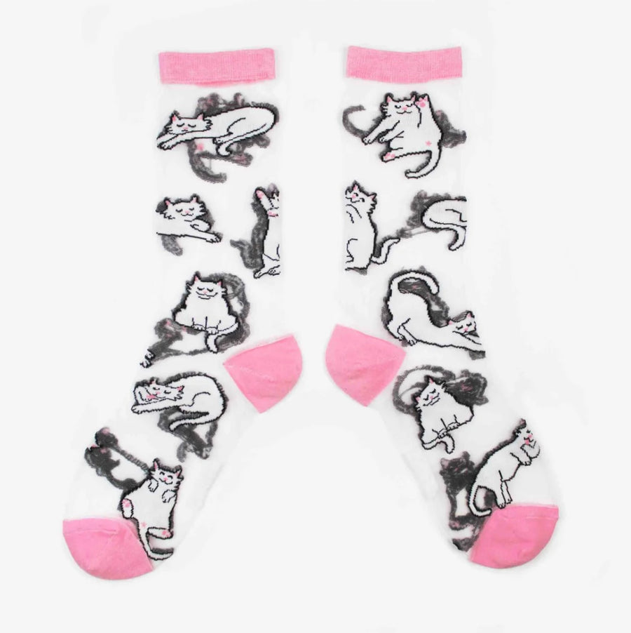 Chaussettes Transparentes Chat Blanc