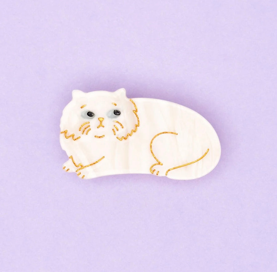 Barrette Chat Exotic Shorthair Blanc