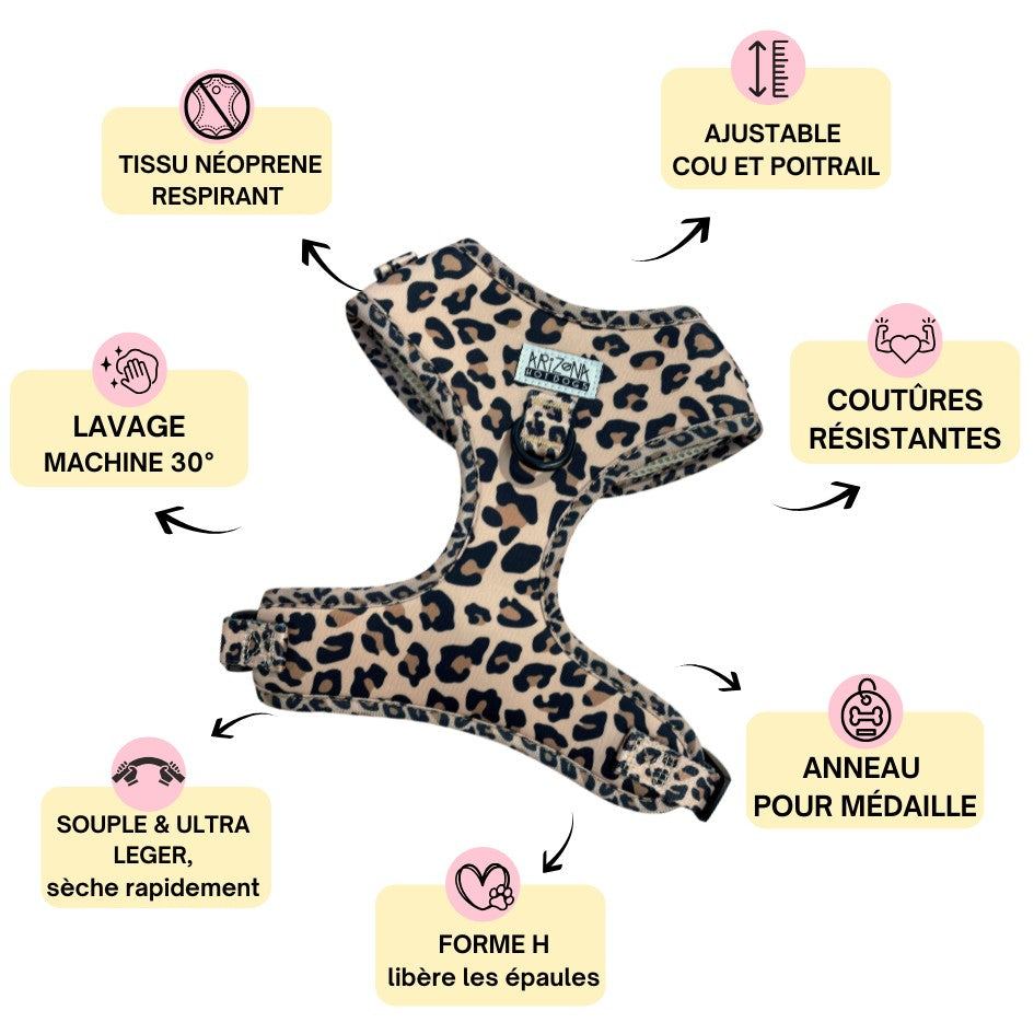 Harnais pour chien en H - Léopard