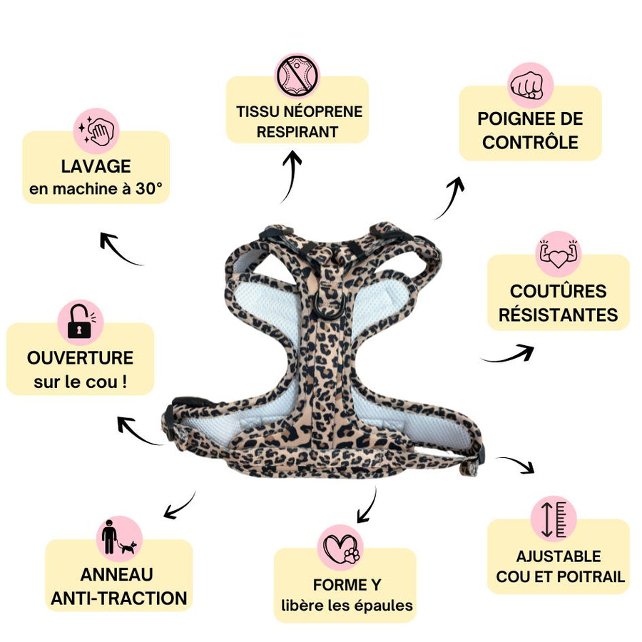 Harnais pour chien anti-traction - Comfy Leopard